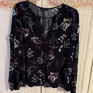 Lucky Brand Dark Floral Blouse